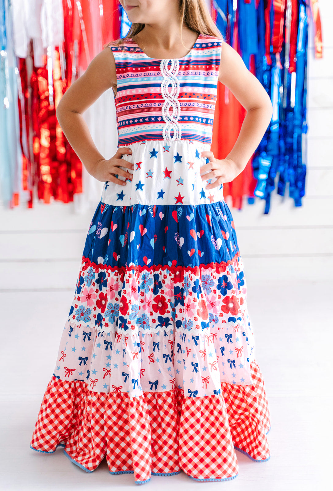 Red, White, & Blueberry Adventures Maxi Dress 12Y Red, White, & Blueberry Adventures Maxi Dress 12Y