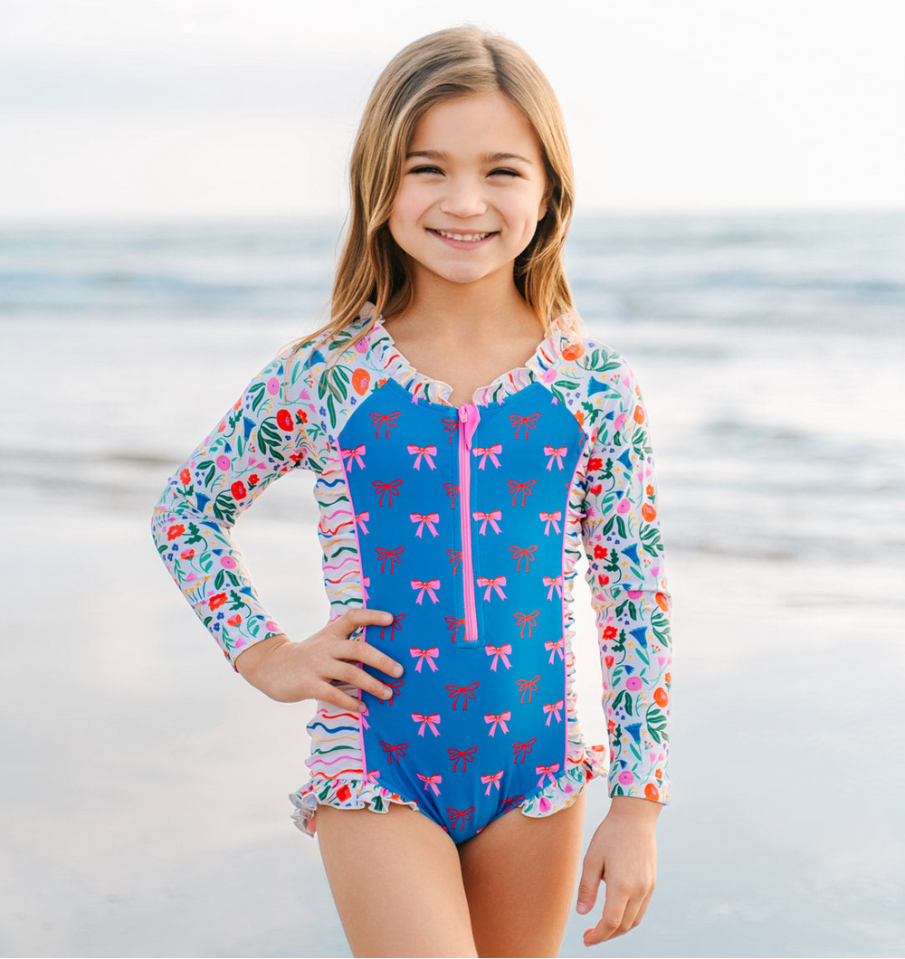 Jane Rash Guard Girl Rash Guard Swimsuit - Long Sleeve | Boho Blossom – Matilda Jane Clothing