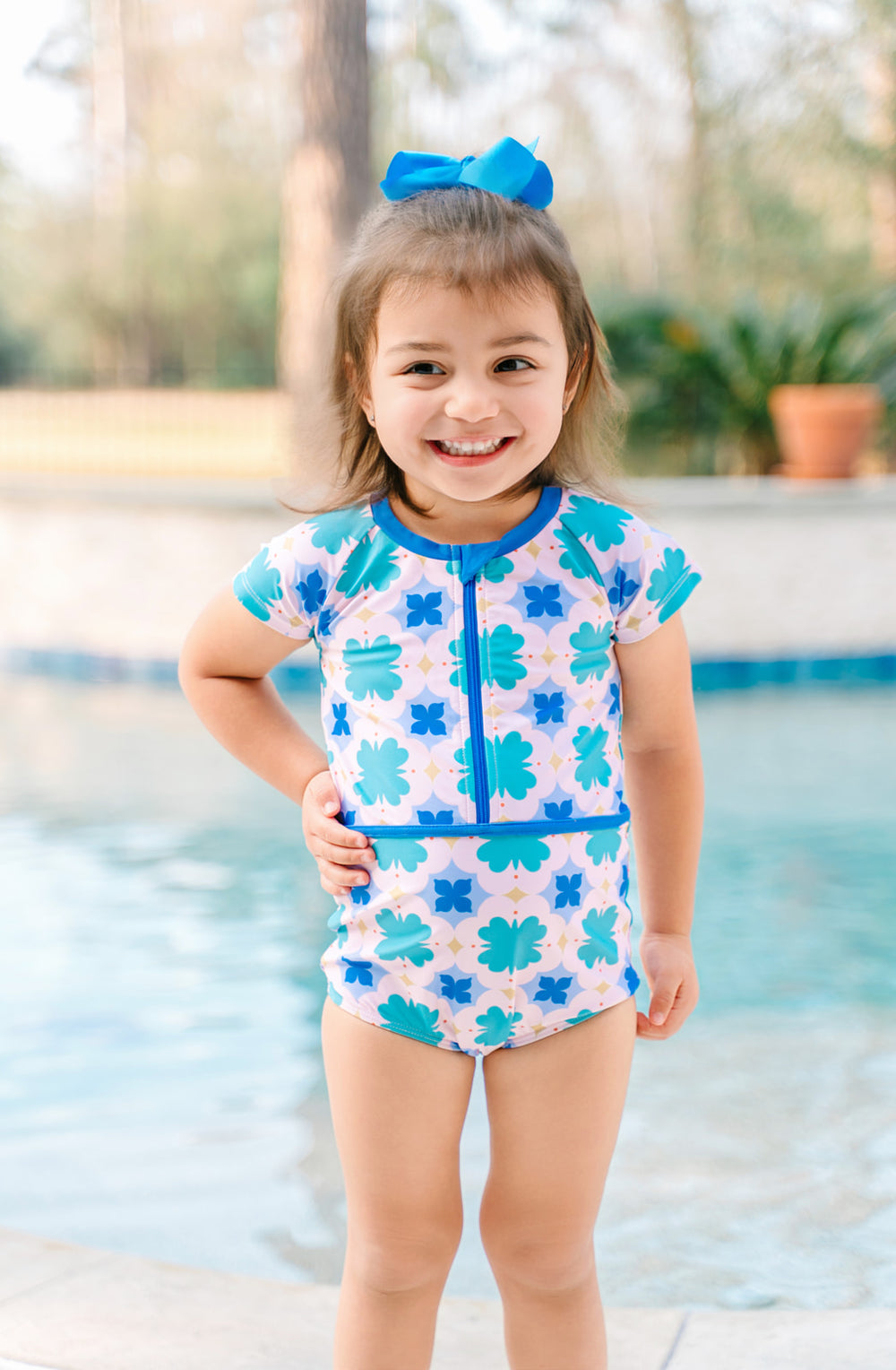 Jane Rash Guard Girl Rash Guard Swimsuit - Short Sleeve | Mod Petal – Matilda Jane Clothing
