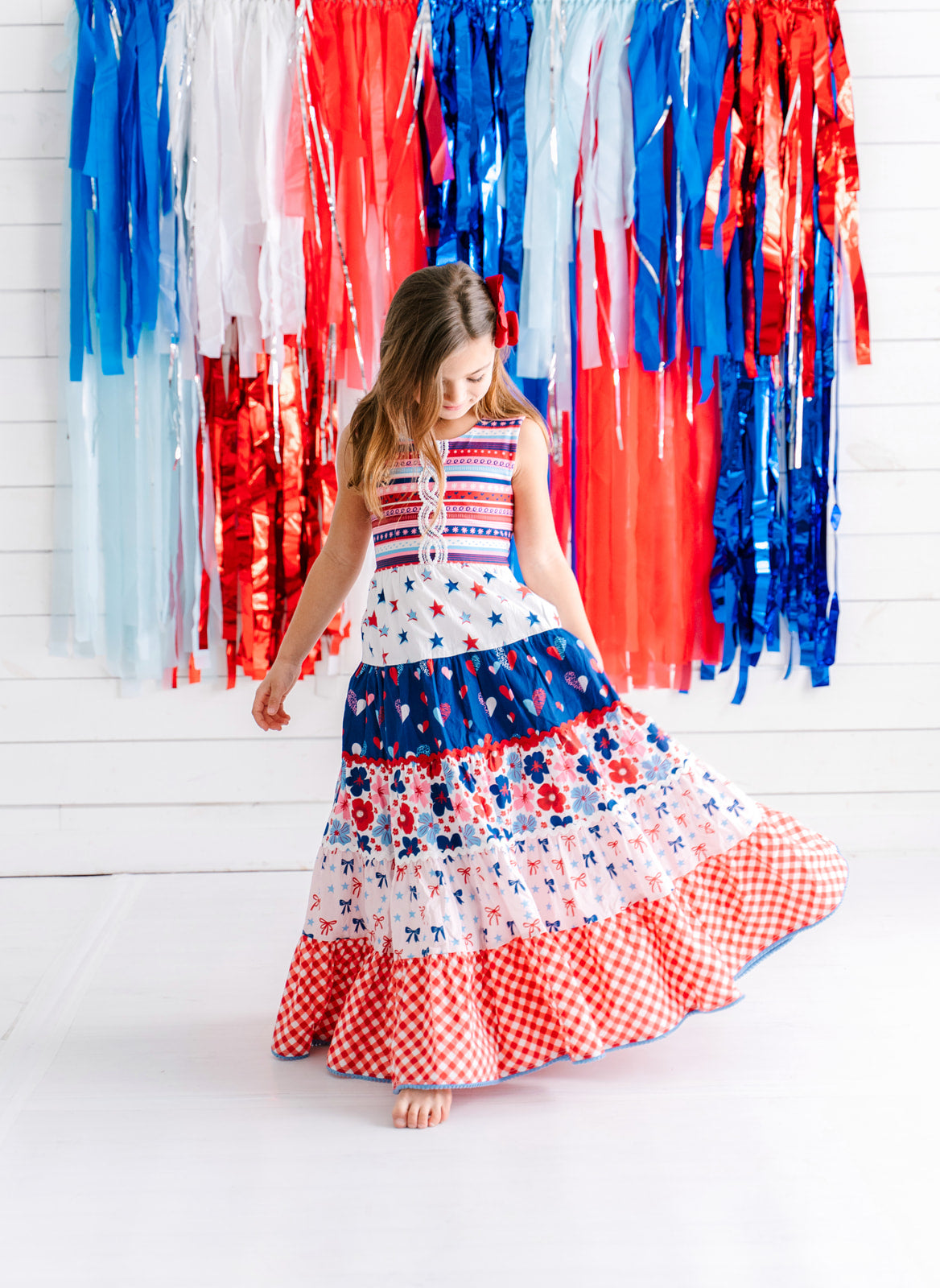 Red, White, & Blueberry Adventures Maxi Dress 12Y Red, White, & Blueberry Adventures Maxi Dress 12Y